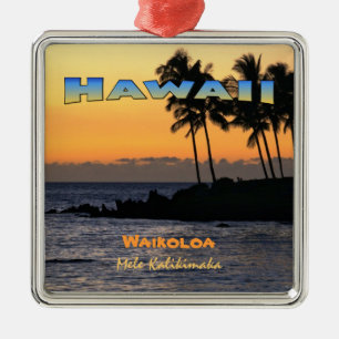 En Métal Ornement : Crépuscule chez Waikoloa (carré de