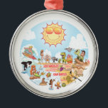 En Métal Ornement de Californie du Sud<br><div class="desc">Un ornement de fantaisie montre un dessin animé engageant de la Californie du Sud - des personnages drôles profitent du soleil chaud de Californie qui brille au-dessus de tout.</div>