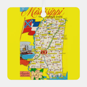En Métal Ornement de carte vintage du Mississippi