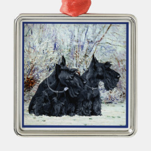 En Métal Ornement de chiens Scottie