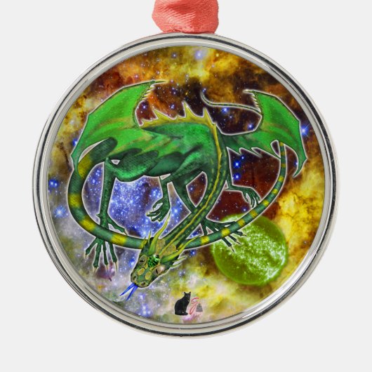 En Métal Ornement de dragon cosmique Emerald (Devant)
