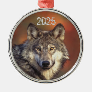 En Métal Ornement de loup gris
