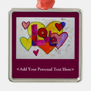 En Métal Ornement de mots d'amour avec option de texte Cust