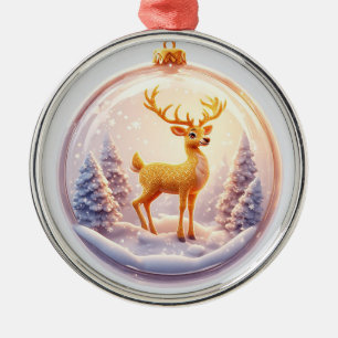 En Métal Ornement de Renne Doré dans un Verre de Noël ennei