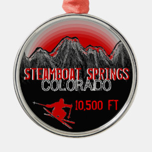 En Métal Ornement de rouge de ski de Steamboat Springs le
