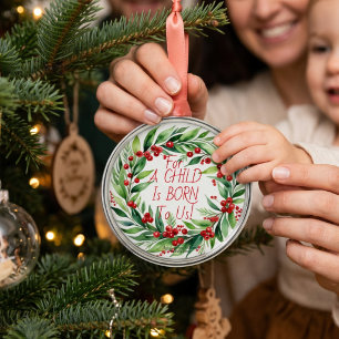 En Métal Ornement de verdure de Noël à typographie rouge si