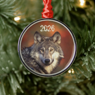 En Métal Ornement Loup Gris