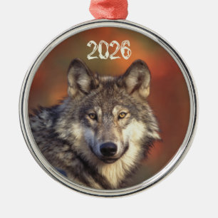En Métal Ornement Loup Gris