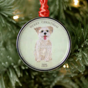 En Métal Ornement Rond Premium Morkie