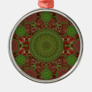En Métal Ornement rouge de rangée de mandala de Noël du