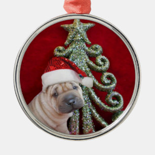 En Métal Ornement shar de chiot de pei de Noël