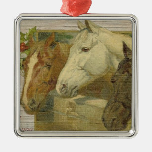 En Métal Ornement vintage d'arbre de Noël de chevaux