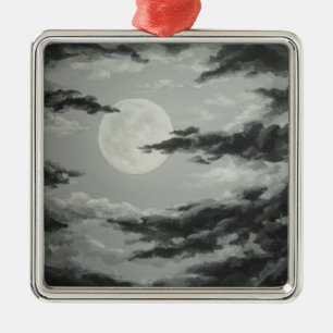 En Métal Pleine lune et ornement nuageux de ciel nocturne