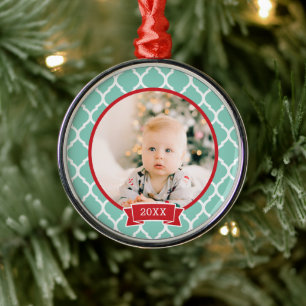 En Métal Première tenue de Noël Photo Ornement de vacances