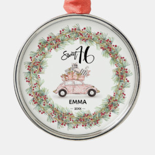 En Métal Sweet 16 Signature Script Voiture Verdure Ornement