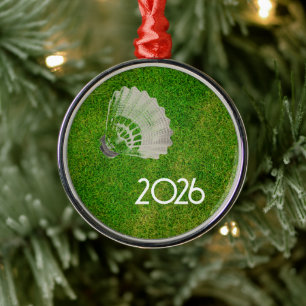 En Métal Volant de badminton, ornement d'herbe verte