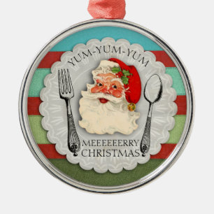 En Métal Yum yum yum Père Noël fourk cuillère ornement de N