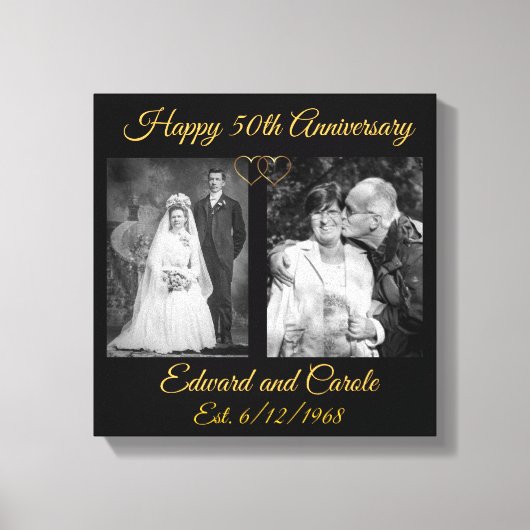  en moderne trouwfoto 50e Jubileum Canvas Afdruk (Voorkant)
