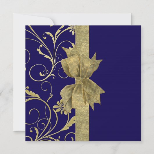  en or de luxe Damask Blue Douche Invitation (Dos)