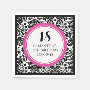 En Papier 18ème damassé de noir de rose de serviette
