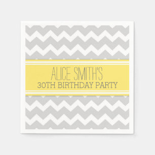 En Papier 30ème jaune Chevron de serviette d'anniversaire d
