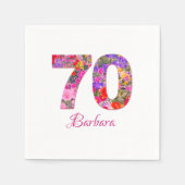 En Papier 70e anniversaire fête floral rose violet serviette (Devant)
