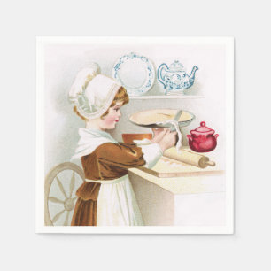 En Papier Amoureux colonial antique faisant une serviette de
