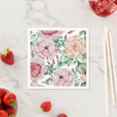 En Papier Aquarelle Florals Mauve Cocktail Mariage serviette (En situation)
