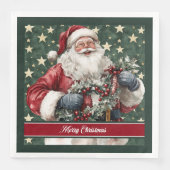 En Papier Aquarelle intemporelle Santa Claus Table serviette (Devant)