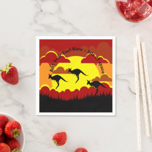 En Papier Australie Kangaroo Red Black Yellow Serviette