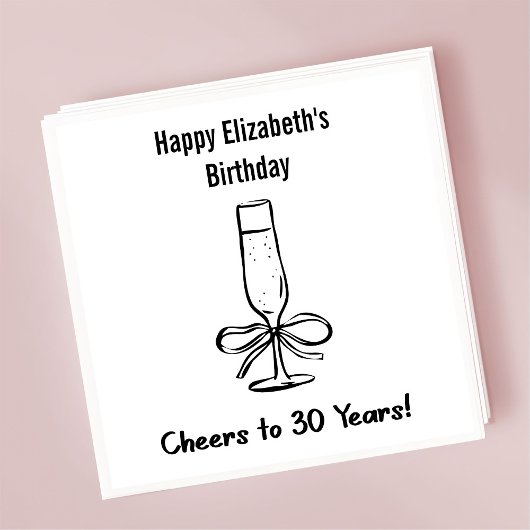 En Papier B&W moderne Cheers à 30 ans Anniversaire serviette