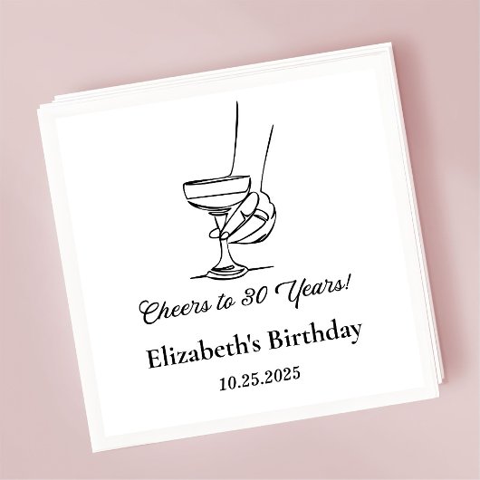 En Papier B&W moderne Cheers à 30 ans Anniversaire serviette