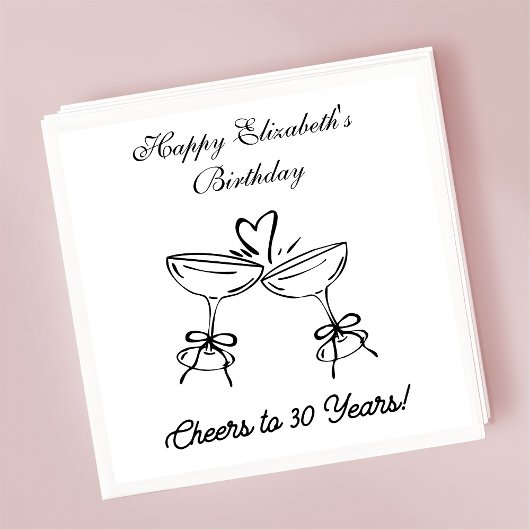 En Papier B&W moderne Cheers à 30 ans Anniversaire serviette