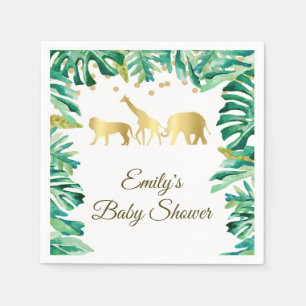 En Papier Baby shower anniversaire serviette safari or vert
