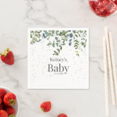 En Papier Baby shower de verdure simple Eucalyptus serviette (En situation)