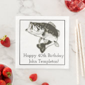 En Papier Basse à grande bouche Pêche Anniversaire serviette (En situation)