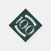 En Papier Beaux chiffres floraux 100e anniversaire serviette (Coin)