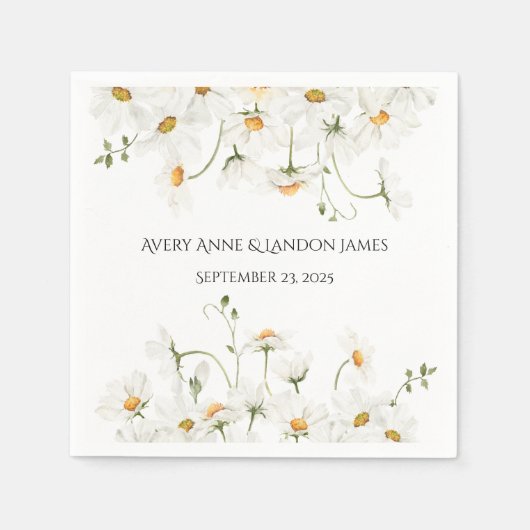 En Papier Blanc Daisy Greenery Customisé de jolies serviette (Devant)