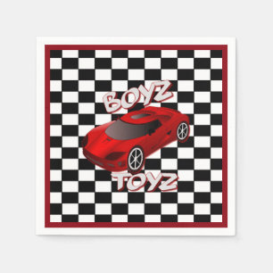 En Papier Boys Jouets Red Sports Voiture À damiers serviette