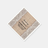 En Papier Burlap & blanc dentelle belle élégante serviette e (Coin)