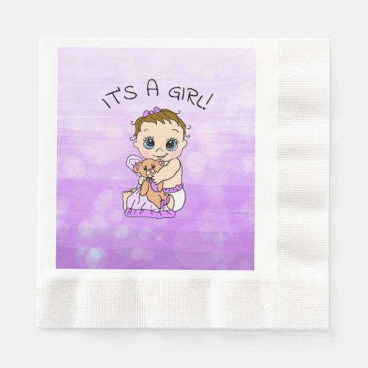 En Papier C'est une serviette de Baby shower pour fille viol (Devant)