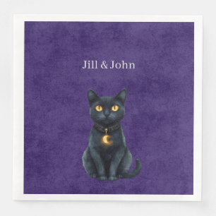 En Papier Charme de Lune Chat Noir Mariage Serviette