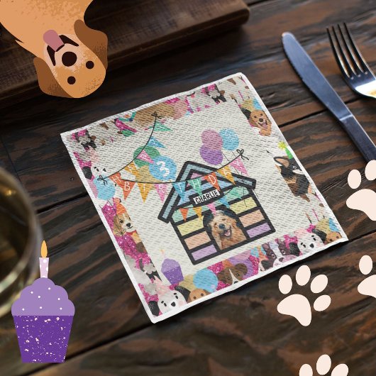 En Papier Chien's Anniversaire fête de fête serviette chien 