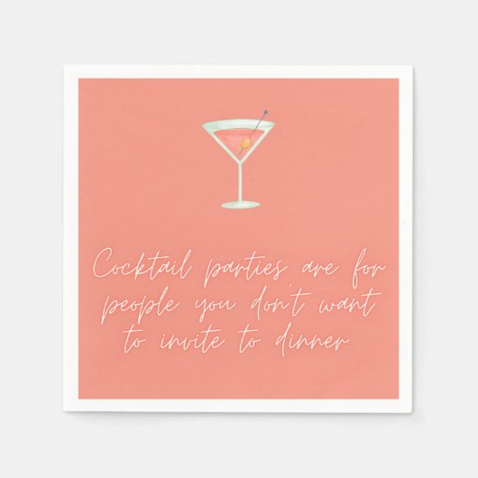 En Papier Cocktail partie amusant script saumon de serviette (Devant)