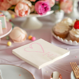 En Papier Coeur d'amour rose moderne mariage serviette