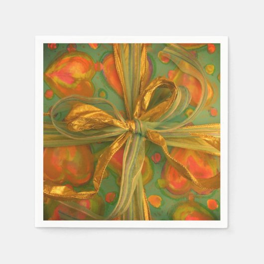 En Papier Coeur et arc rouge et vert présente serviette (Devant)