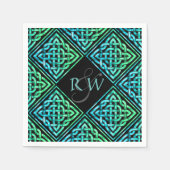 En Papier Couple Monogramme Celtic Blue Livre vert serviette (Devant)