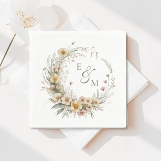 En Papier Couronne florale jaune et sauge Serviette de maria