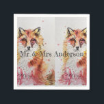 En Papier Cute Red Fox Mariage Décor Serviette Napkins<br><div class="desc">Joli décor Red Fox M & Mme Anderson (entièrement personnalisable) Serviette Napkins Aqua. Conçu à partir de mes peintures originales aquarelles.</div>
