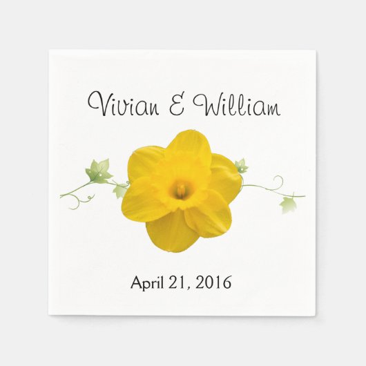 En Papier Daffodil mariage personnalisé serviette (Devant)